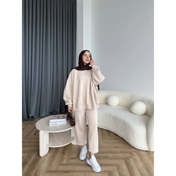 Spor Eşofman Takım - Bej