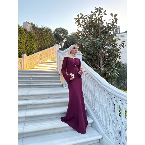 Sue Tasarım Elbise - Bordo