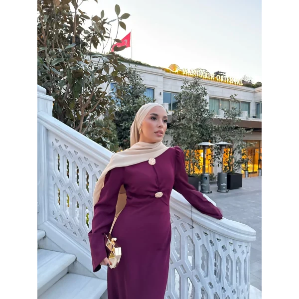 Sue Tasarım Elbise - Bordo