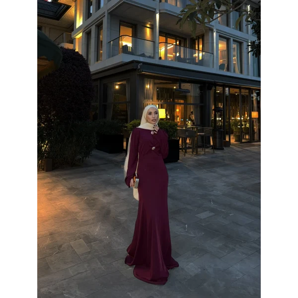 Sue Tasarım Elbise - Bordo