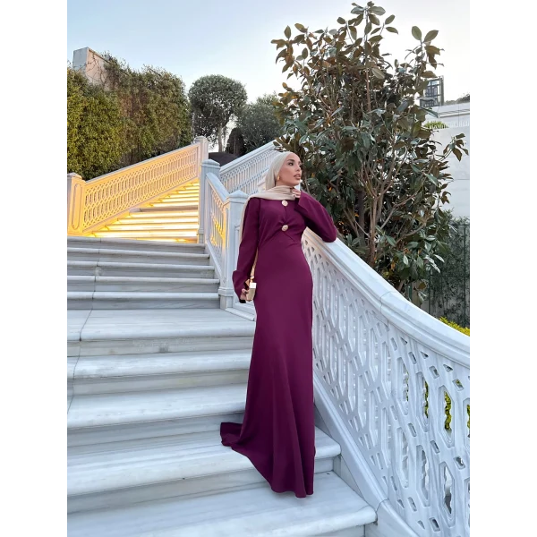 Sue Tasarım Elbise - Bordo