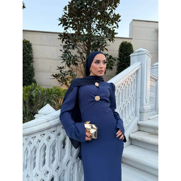 Sue Tasarım Elbise - Lacivert