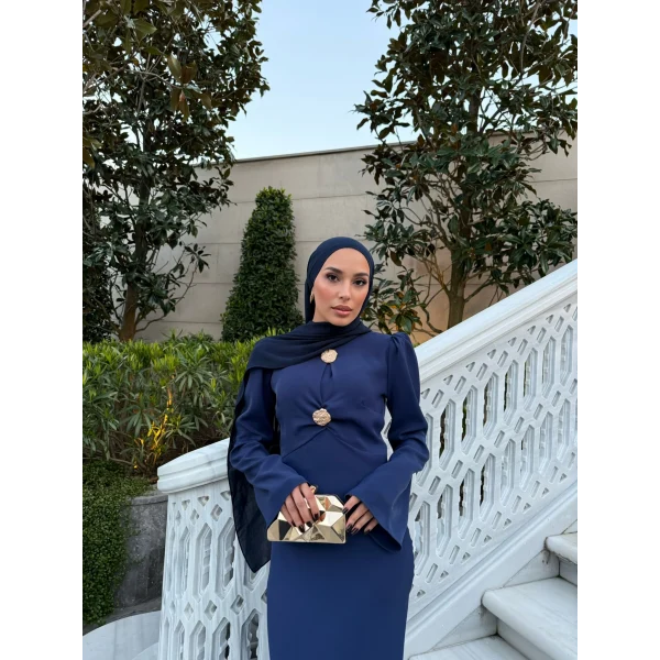 Sue Tasarım Elbise - Lacivert