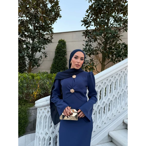 Sue Tasarım Elbise - Lacivert