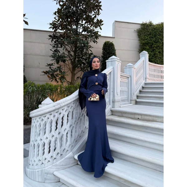 Sue Tasarım Elbise - Lacivert