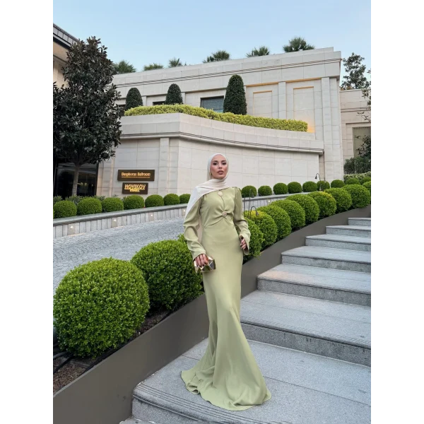 Sue Tasarım Elbise - Yağ Yeşili