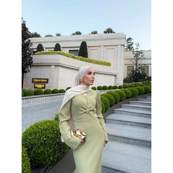 Sue Tasarım Elbise - Yağ Yeşili