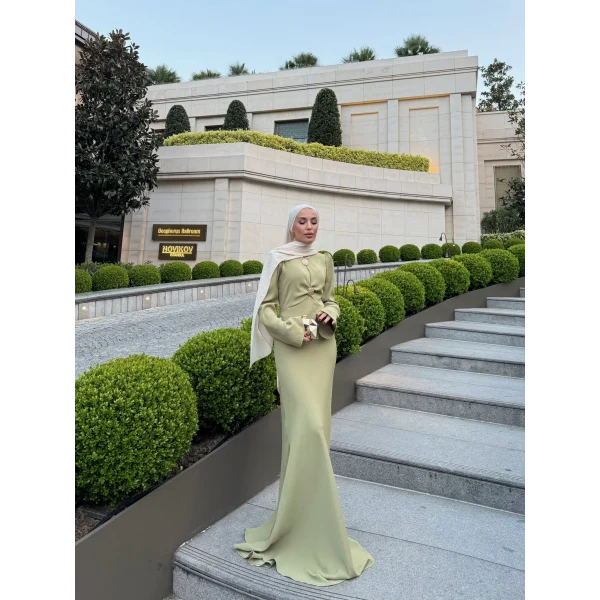 Sue Tasarım Elbise - Yağ Yeşili