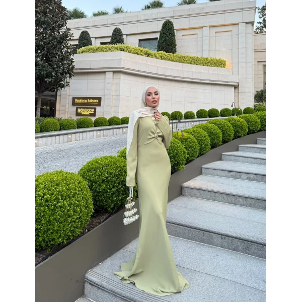 Sue Tasarım Elbise - Yağ Yeşili