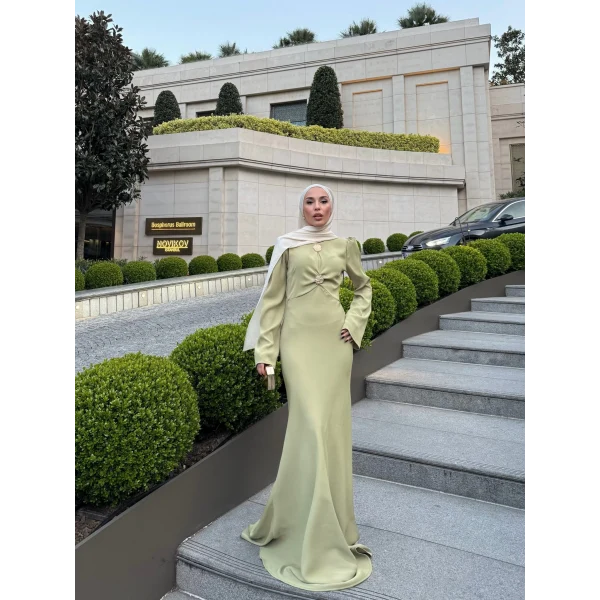 Sue Tasarım Elbise - Yağ Yeşili