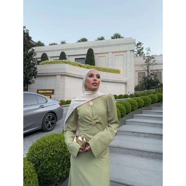 Sue Tasarım Elbise - Yağ Yeşili