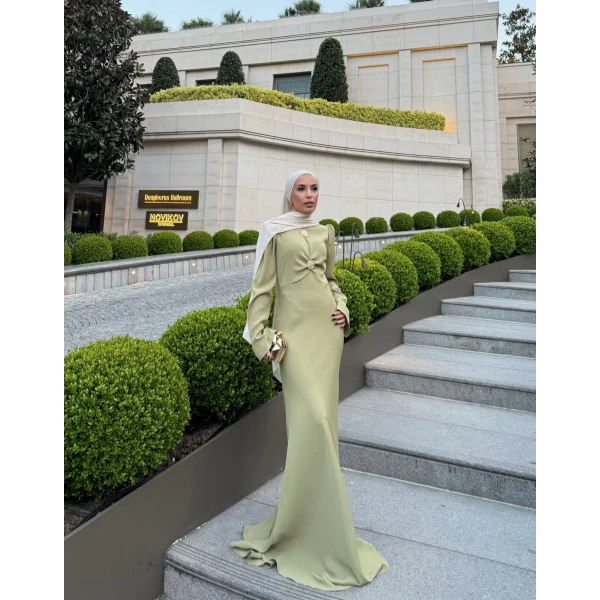 Sue Tasarım Elbise - Yağ Yeşili