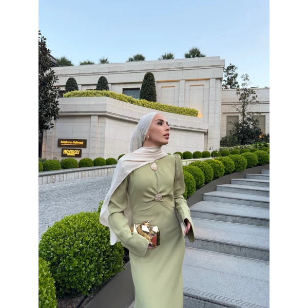 Sue Tasarım Elbise - Yağ Yeşili