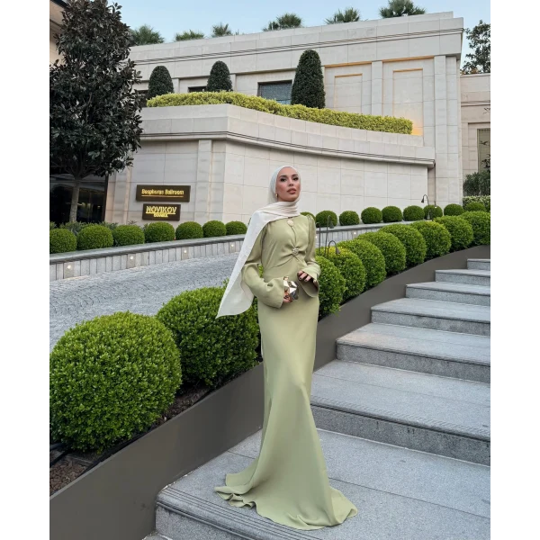 Sue Tasarım Elbise - Yağ Yeşili