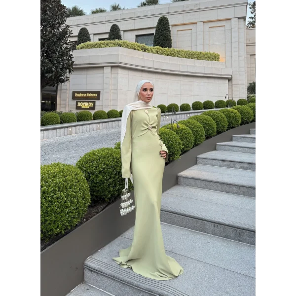 Sue Tasarım Elbise - Yağ Yeşili