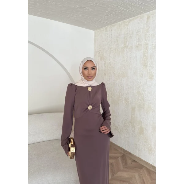 Sue Tasarım Elbise - Kahve