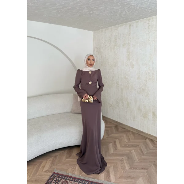 Sue Tasarım Elbise - Kahve