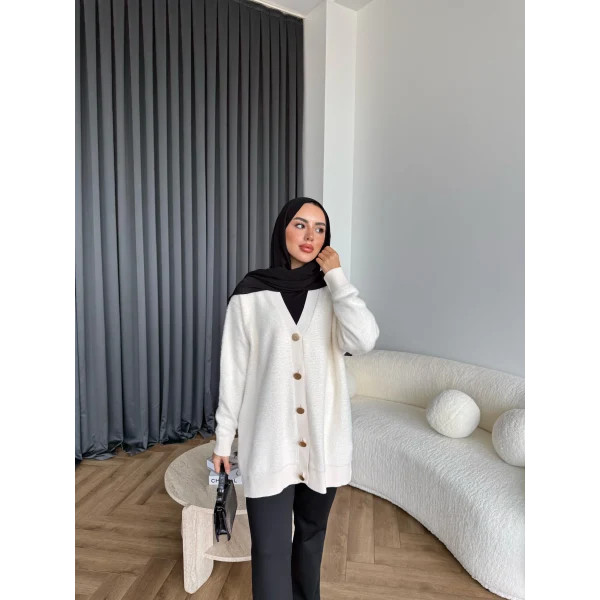 Viona Tüylü Hırka - Ekru