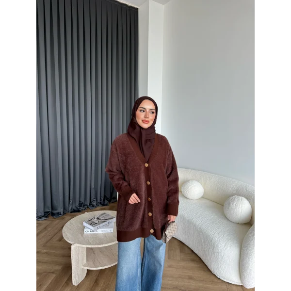 Viona Tüylü Hırka - Kahve