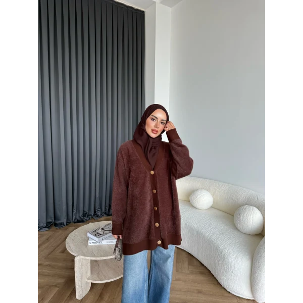 Viona Tüylü Hırka - Kahve