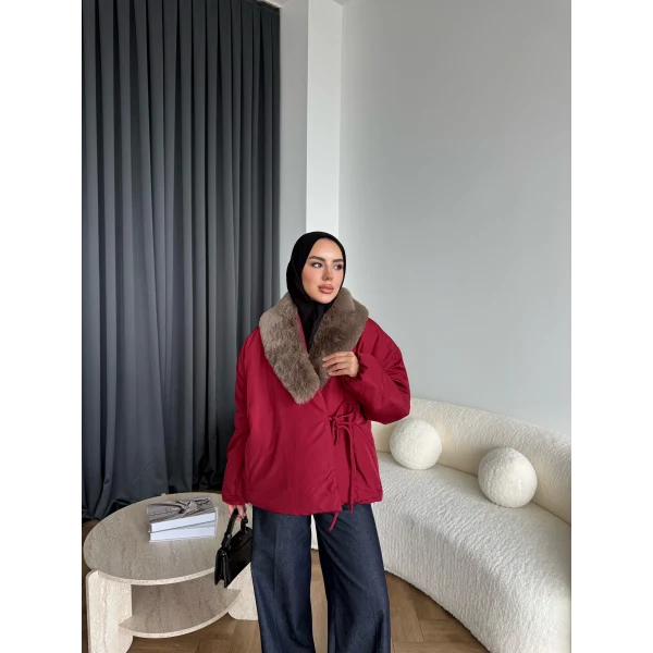 Wilma Kürk Detaylı Mont - Bordo