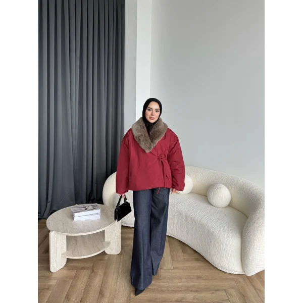 Wilma Kürk Detaylı Mont - Bordo