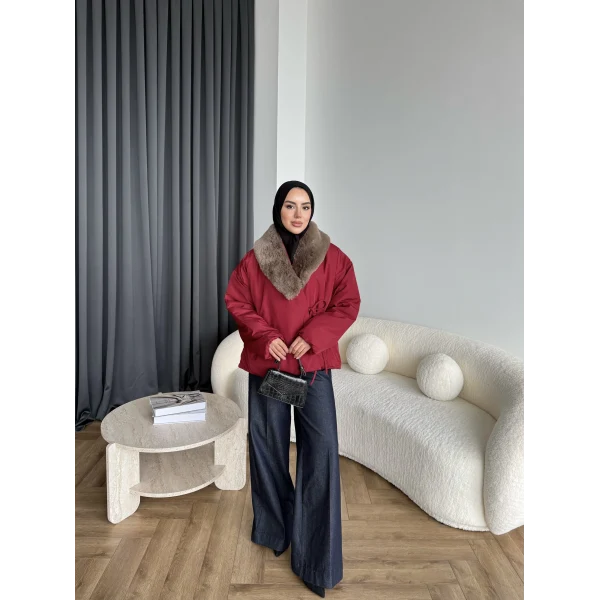 Wilma Kürk Detaylı Mont - Bordo