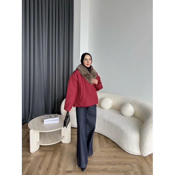 Wilma Kürk Detaylı Mont - Bordo