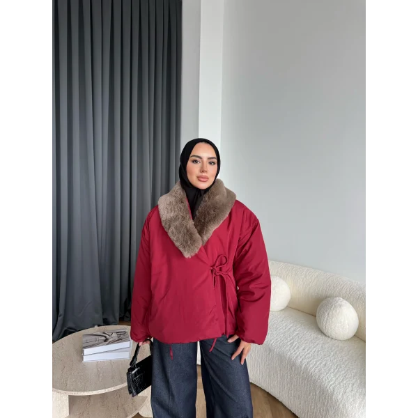 Wilma Kürk Detaylı Mont - Bordo