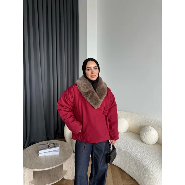 Wilma Kürk Detaylı Mont - Bordo