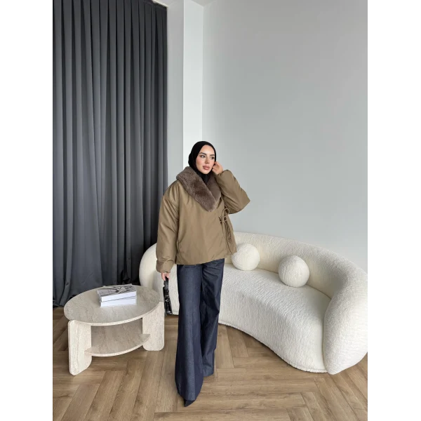 Wilma Kürk Detaylı Mont - Zeytin Yeşil