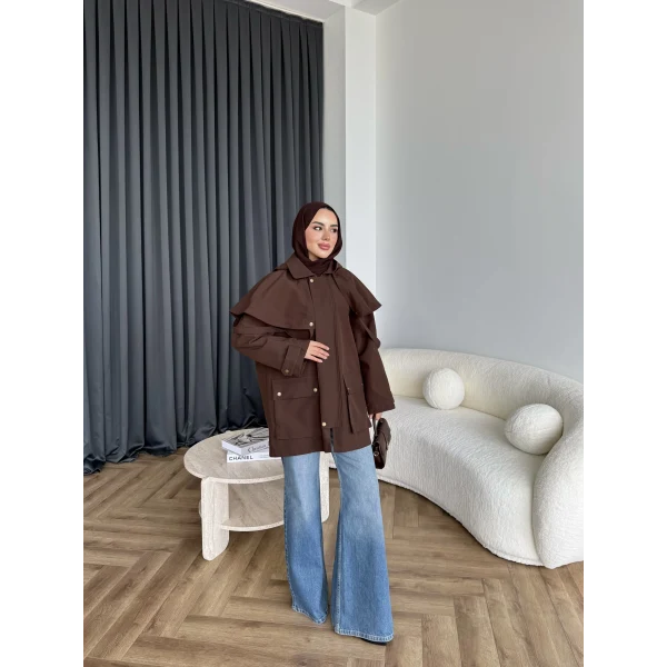 Winter Premium Lüx Trençkot - Acı Kahve