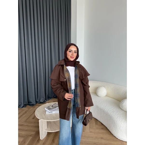 Winter Premium Lüx Trençkot - Acı Kahve