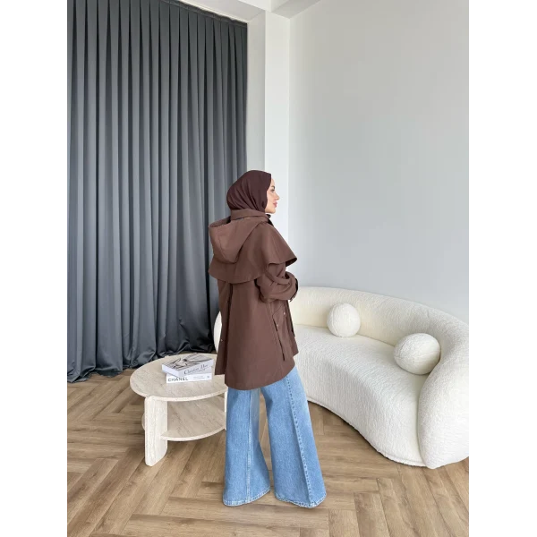 Winter Premium Lüx Trençkot - Acı Kahve