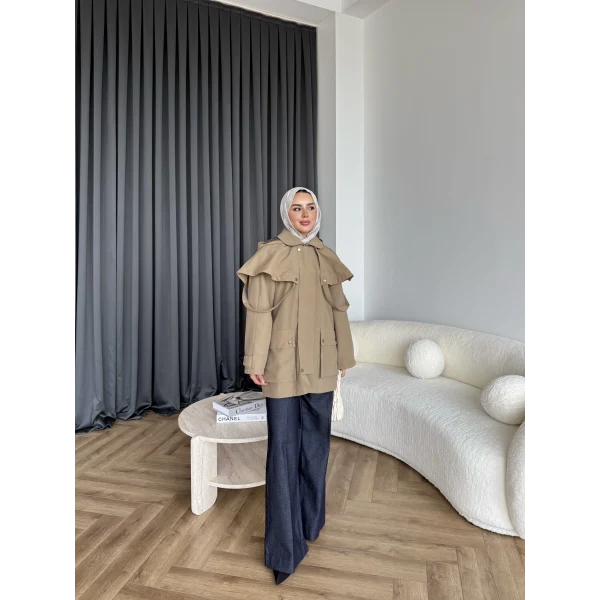 Winter Premium Lüx Trençkot - Yeşil