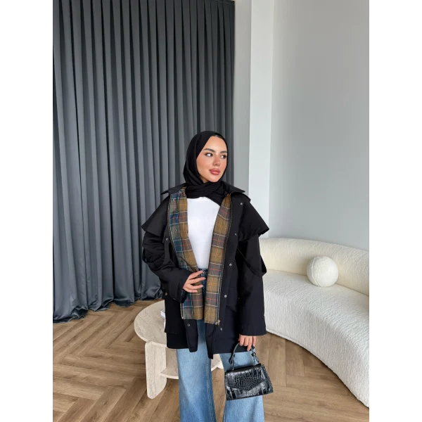 Winter Premium Lüx Trençkot - Siyah