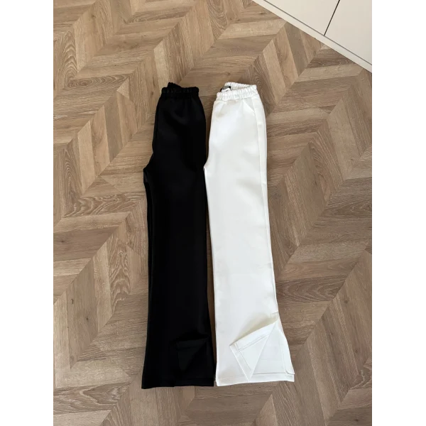 Yanı Kesik Paça Scuba Pantolon - Beyaz