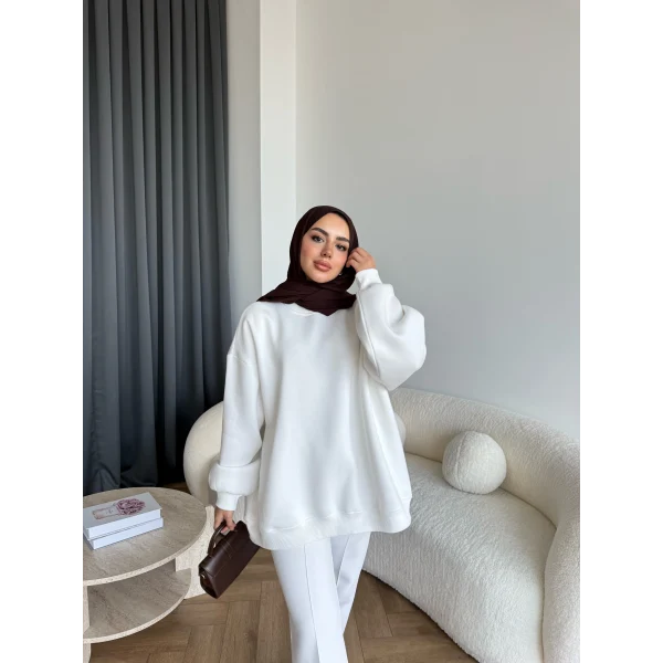 Yds-Oversize 3 İplik Sweat - Beyaz