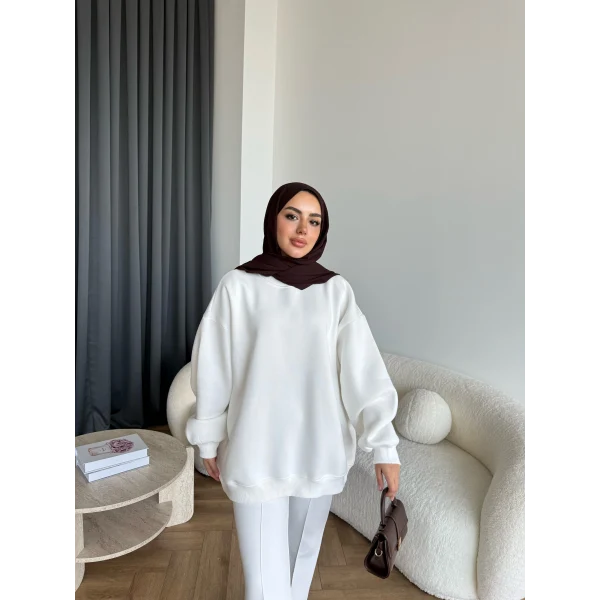 Yds-Oversize 3 İplik Sweat - Beyaz