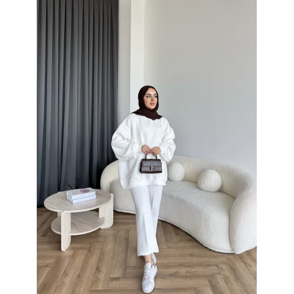 Yds-Oversize 3 İplik Sweat - Beyaz