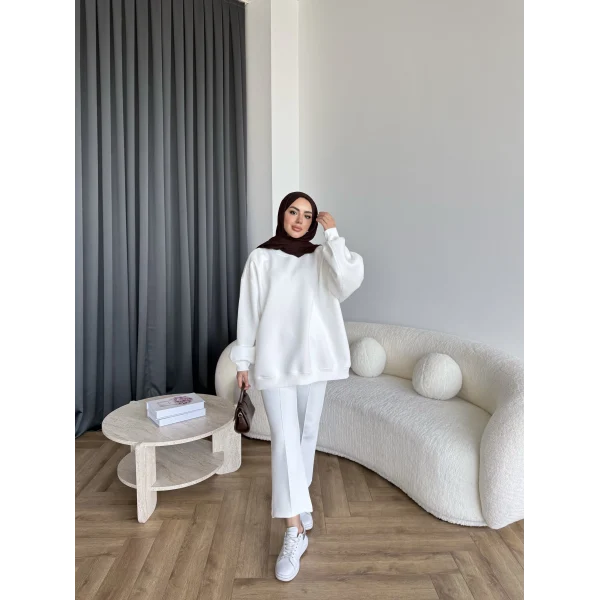 Yds-Oversize 3 İplik Sweat - Beyaz