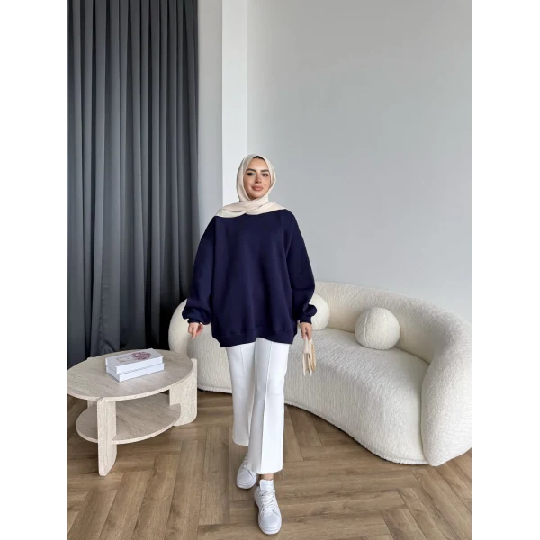 Yds-Oversize 3 İplik Sweat - Lacivert