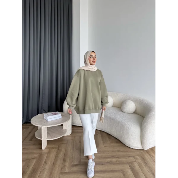 Yds-Oversize 3 İplik Sweat - Yeşil