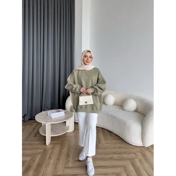 Yds-Oversize 3 İplik Sweat - Yeşil