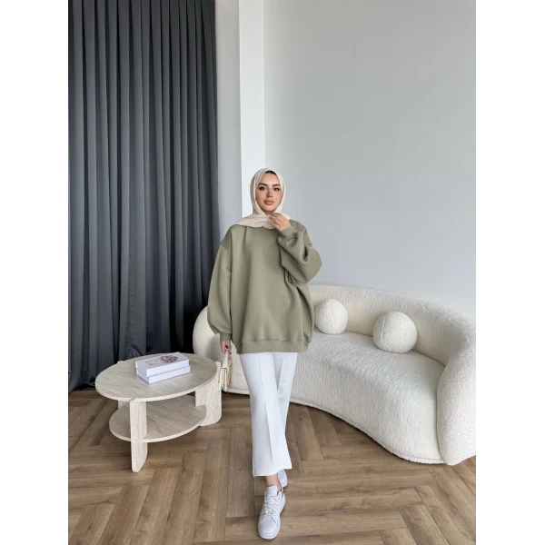 Yds-Oversize 3 İplik Sweat - Yeşil