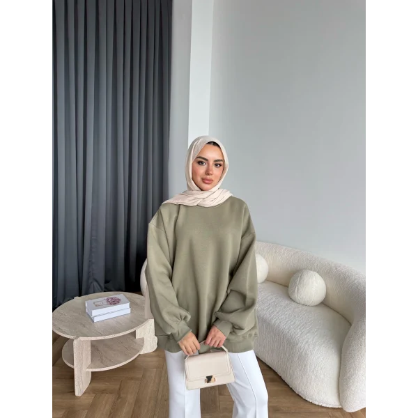 Yds-Oversize 3 İplik Sweat - Yeşil