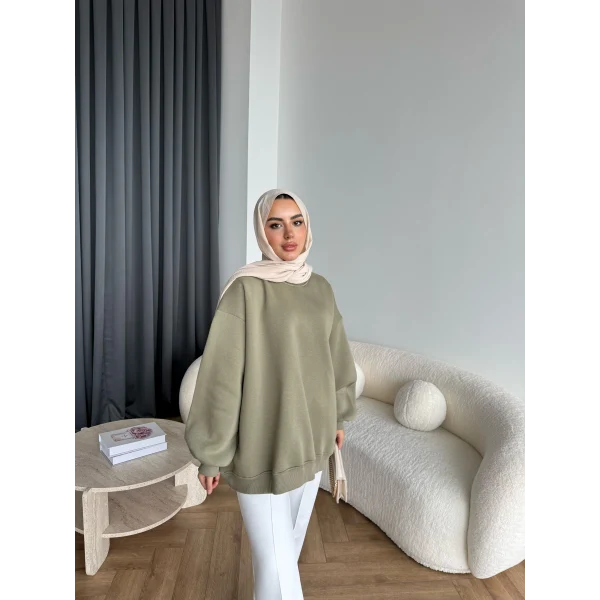 Yds-Oversize 3 İplik Sweat - Yeşil