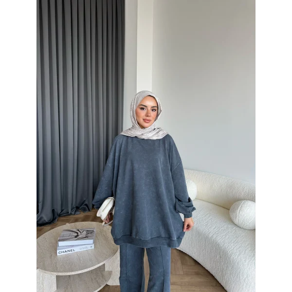 Yıkamalı Eşofman Takım - Antrasit