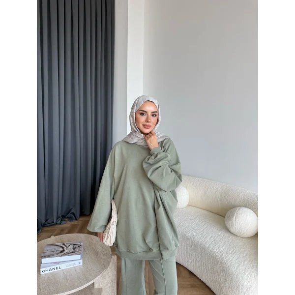 Yıkamalı Eşofman Takım - Yeşil