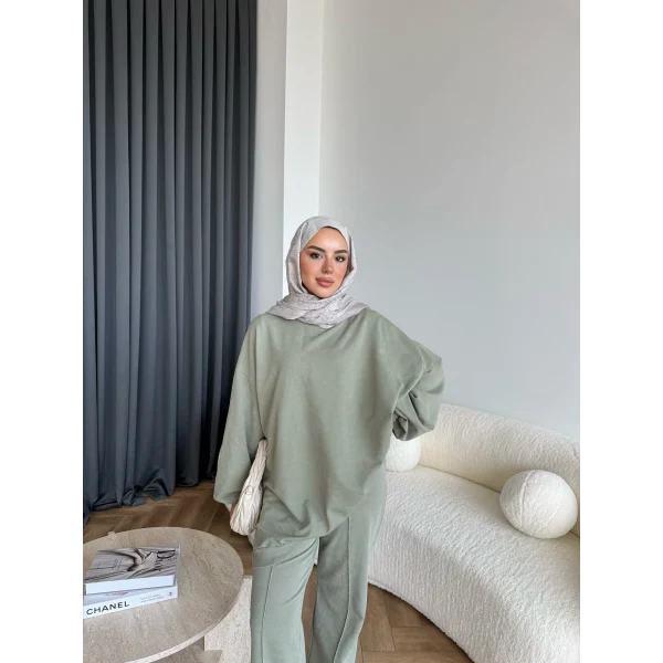 Yıkamalı Eşofman Takım - Yeşil